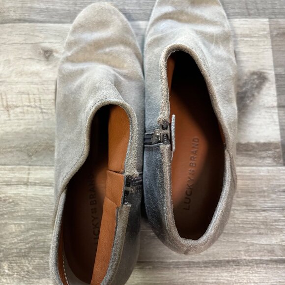 Lucky Brand Brekke Brindle Ankle Booties Leather Brown Women’s Size 9.5 - Picture 7 of 9